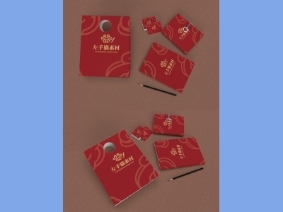 中国风新年文创样机套装包装贴图组合毕设作品产品效果图展示PSD