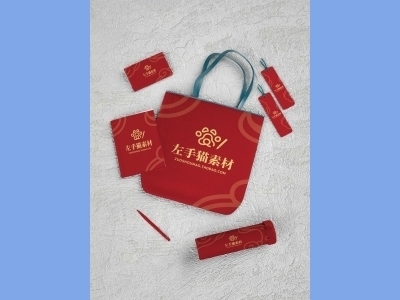 中国风新年文创样机套装包装贴图组合毕设作品产品效果图展示PSD