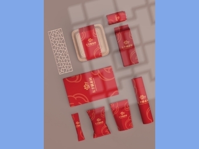 中国风新年文创样机套装包装贴图组合毕设作品产品效果图展示PSD