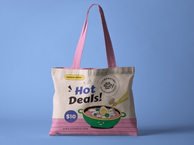 餐饮店vi工牌围裙外卖品牌食品盒餐具招牌样机PSD贴图素材模板手提袋帆布袋