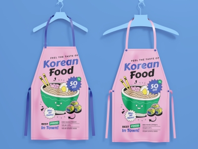 餐饮店vi工牌围裙外卖品牌食品盒餐具招牌样机PSD贴图素材模板围裙