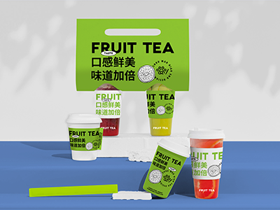奶茶咖啡饮料甜品校园文创设计品牌vi样机提案PS果汁杯打包袋