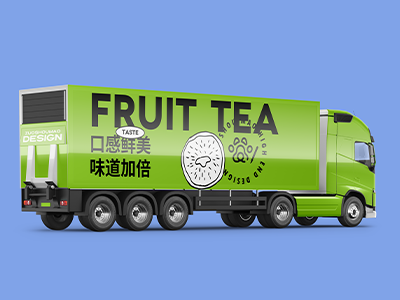 奶茶咖啡饮料甜品校园文创设计品牌vi样机提案PS货车