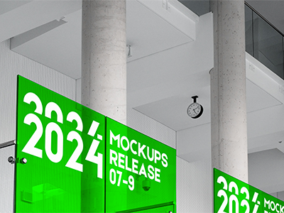 室内导视系统户外指示牌VI样机指引牌引路牌PSD广告牌