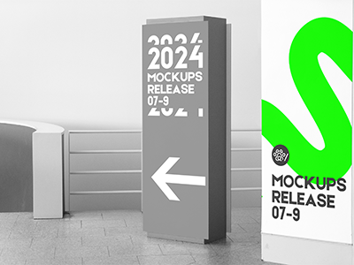 室内导视系统户外指示牌VI样机指引牌引路牌PSD路牌指示牌