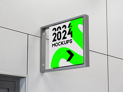 室内导视系统户外指示牌VI样机指引牌引路牌PSD灯箱招牌广告