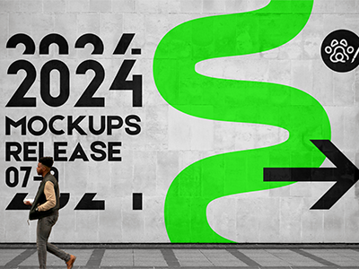 室内导视系统户外指示牌VI样机指引牌引路牌PSD墙体彩绘广告