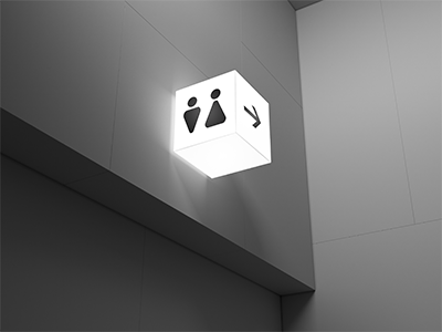 室内导视系统户外指示牌VI样机指引牌引路牌PSD立方体灯箱