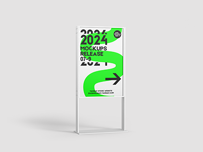 室内导视系统户外指示牌VI样机指引牌引路牌PSD海报展架广告架