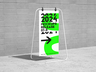 室内导视系统户外指示牌VI样机指引牌引路牌PSD海报展架