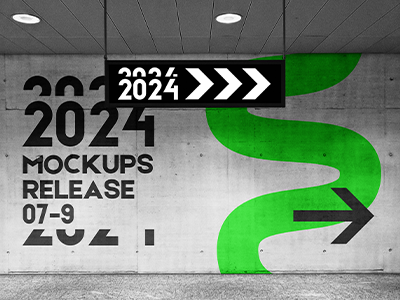 室内导视系统户外指示牌VI样机指引牌引路牌PSD户外广告地铁广告彩绘墙绘