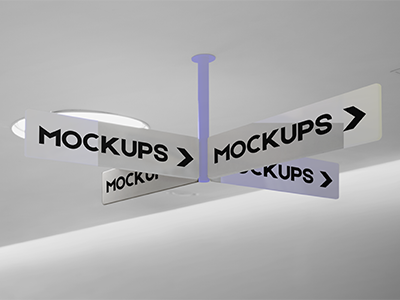 室内导视系统户外指示牌VI样机指引牌引路牌PSD吊装指示牌路牌