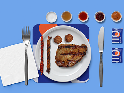 文创品牌餐饮西餐火锅店烤肉VI设计展示效果图PSD刀叉酱料