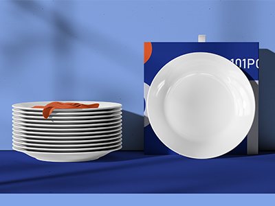 文创品牌餐饮西餐火锅店烤肉VI设计展示效果图PSD盘子