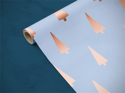 礼物品包装纸印花图案展示效果VI智能贴图样机PSD