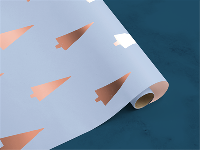 礼物品包装纸印花图案展示效果VI智能贴图样机PSD