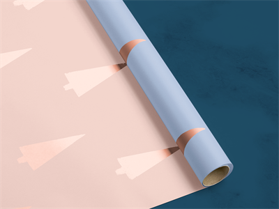 礼物品包装纸印花图案展示效果VI智能贴图样机PSD