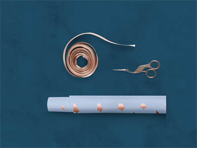 礼物品包装纸印花图案展示效果VI智能贴图样机PSD