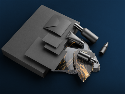 护肤品瓶子滴灌小黑瓶包装展示样机高端