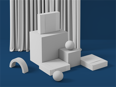 快递打包盒纸盒包装盒设计作品贴图ps样机素材场景展示效果模板