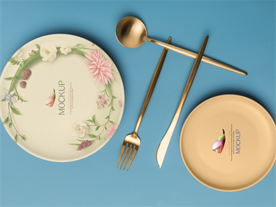陶瓷餐具盘子碗筷子碟子PS智能样机贴图VI展示效果图PSD设计素材