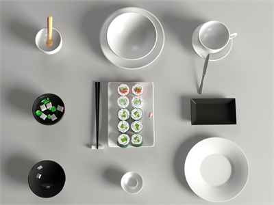 陶瓷餐具盘子碗筷子碟子PS智能样机贴图VI展示效果图PSD设计素材