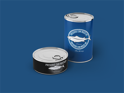 铁罐头包装样机贴图鱼类食品熟食调料易拉罐样机效果图PS素材智能对象