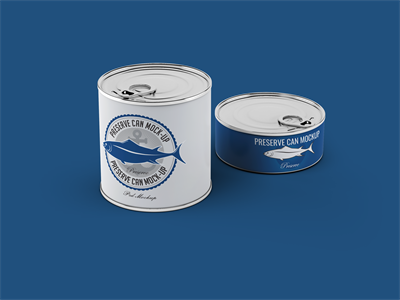 铁罐头包装样机贴图鱼类食品熟食调料易拉罐样机效果图PS素材智能对象