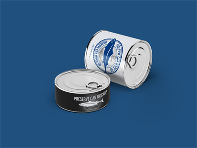 铁罐头包装样机贴图鱼类食品熟食调料易拉罐样机效果图PS素材智能对象