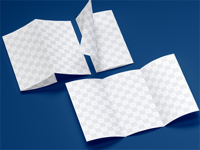 折页宣传册宣传单长方形三折页效果图展示贴图样机PSD设计素材