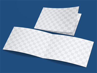 折页宣传册宣传单长方形三折页效果图展示贴图样机PSD设计素材