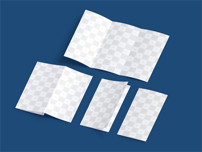 折页宣传册宣传单长方形三折页效果图展示贴图样机PSD设计素材