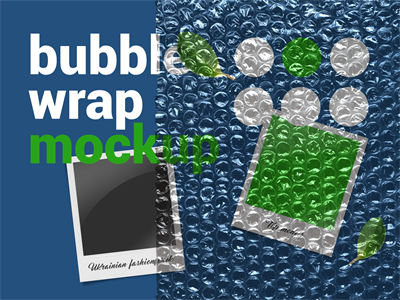 气泡袋透明泡泡膜快递打包包装样机PSD智能贴图分层设计素材