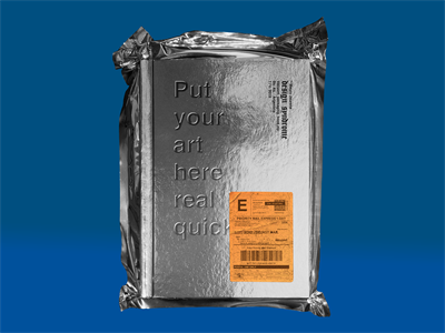 锡箔纸塑料袋真空外包装标签样机PSD智能贴图素材