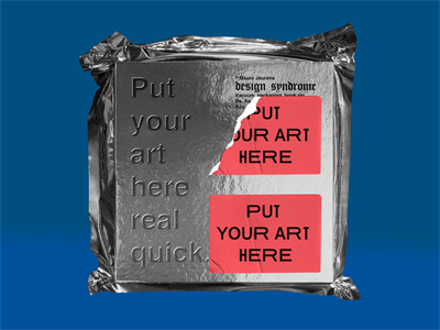 锡箔纸塑料袋真空外包装标签样机PSD智能贴图素材