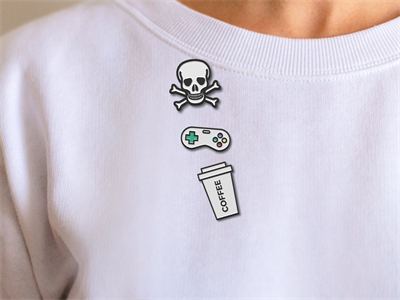 高品质珐琅金属胸针徽章样机素材PS智能贴图