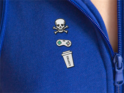 高品质珐琅金属胸针徽章样机素材PS智能贴图