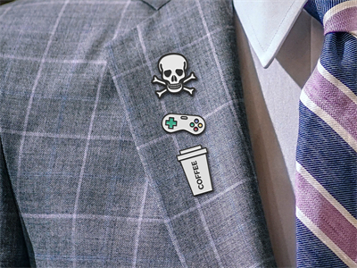 高品质珐琅金属胸针徽章样机素材PS智能贴图