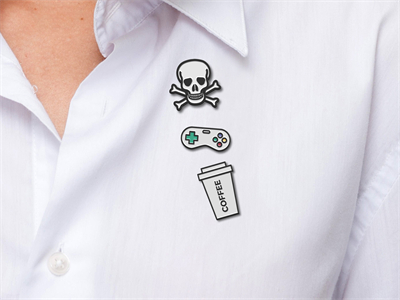 高品质珐琅金属胸针徽章样机素材PS智能贴图