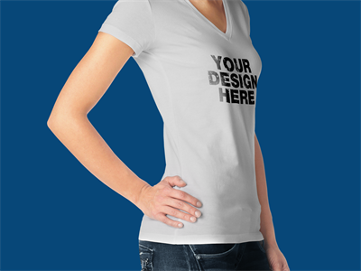 女T恤样机短袖V领