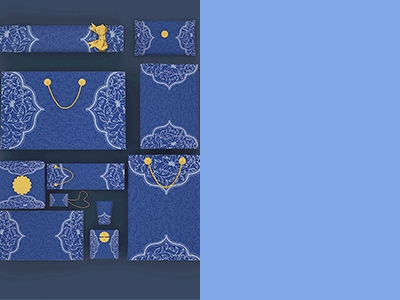 青花复古包装盒样机