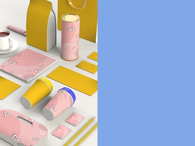 粉色文创包装样机包装盒纸杯