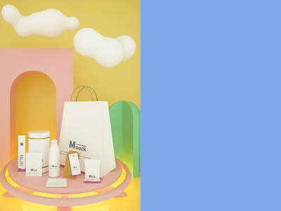 餐饮vi包装手提袋包装袋样机牛奶瓶