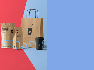 纸袋手提袋打包袋样机咖啡杯