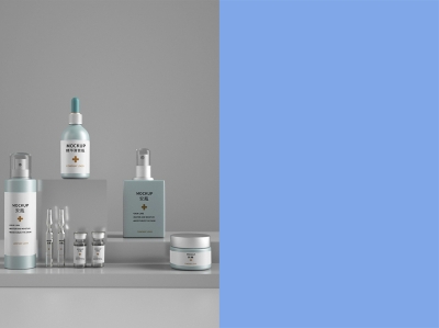 化妆品护肤品玻璃瓶包装样机喷雾滴管