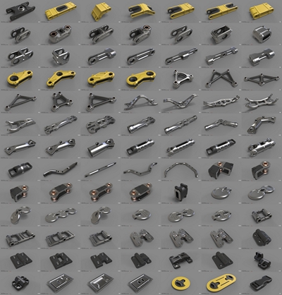 抽象概念金属汽车零件配件机械加工线管3D模型工程obj max格式C4D