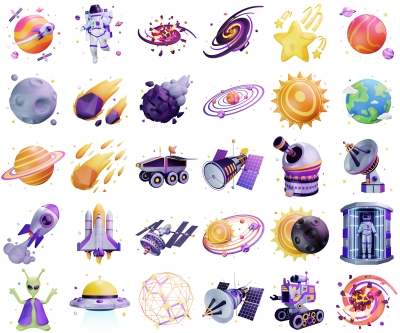 卡通星球模型素材3D素材星际外星宇航员blender模型月球工程文件c4d,fbx,figma,obj,png,psd,gitf格式