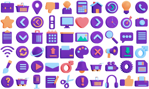 3D立体的彩色卡通APP网页图标模板C4D，fig格式工程源文件模型PNG设计素材