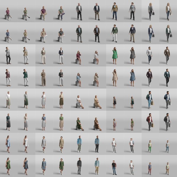 20个三维人物模型素材C4D，obj，3ds格式素材