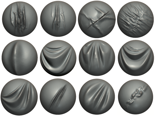 衣服褶皱笔刷zbrush布料皮革牛仔细节雕刻游戏美术ZBP